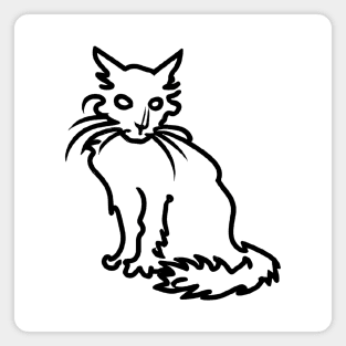 Cat Line Art Drawing Magnet